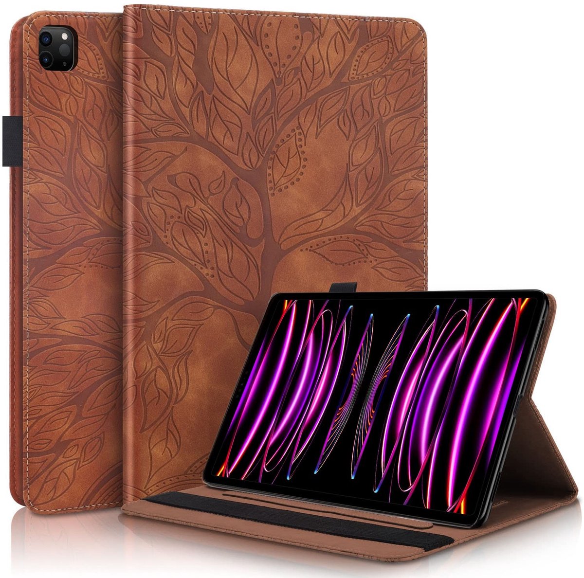Omgoods - PU-lederen Beschermhoes voor iPad Pro 12,9 inch - Met Penhouder en Kaartsleuven