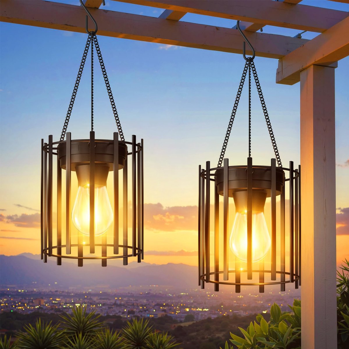 Omgoods - Lantaarn op zonne-energie voor buiten - Waterdicht, LED verlichting