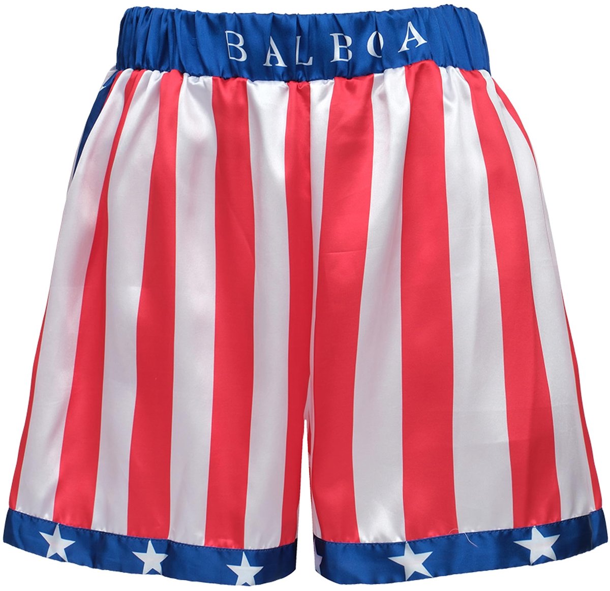 Omgoods- Bokshorts Amerikaanse Vlag - Satijnen Boxer Shorts - Rocky Balboa Kostuum - Halloween Kostuum - Bokstraining - Zacht en Comfortabel - Bokskostuum