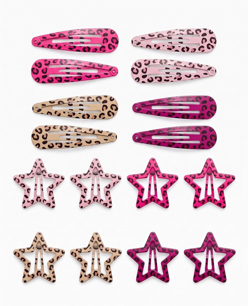 Haarspelden voor dames, 16 stuks, luipaardpatroon, van metaal (8 stijlen x 2), antislip accessoires voor veilige grip op dik en dun haar, dagelijks kapsel
