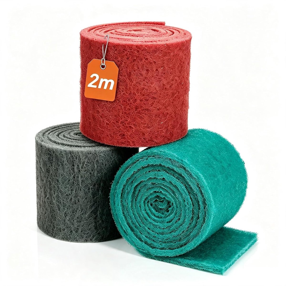 Schuurvlies 3 rollen 2 m x 10 cm, korrel 180/320/400, schuurvlies voor metaal, hout en roestvrij staal, nat droog schuurvlies voor het ontroesten, polijsten en reinigen