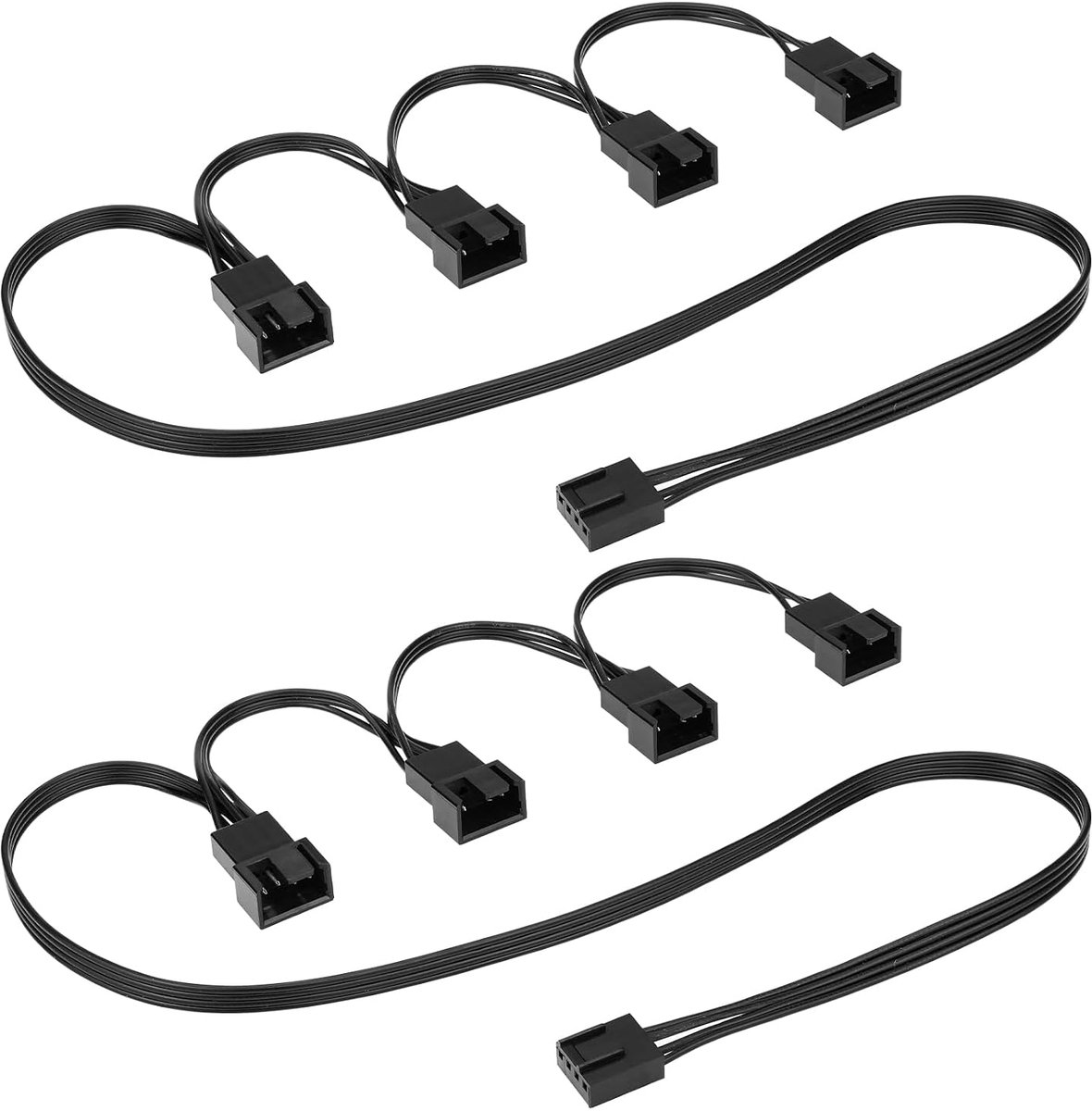 2 stuks PWM-ventilator-splitterkabel 1x4-Pin naar 4x4-Pin-stekker, verlengkabel voor CPU, behuizing en moederbord
