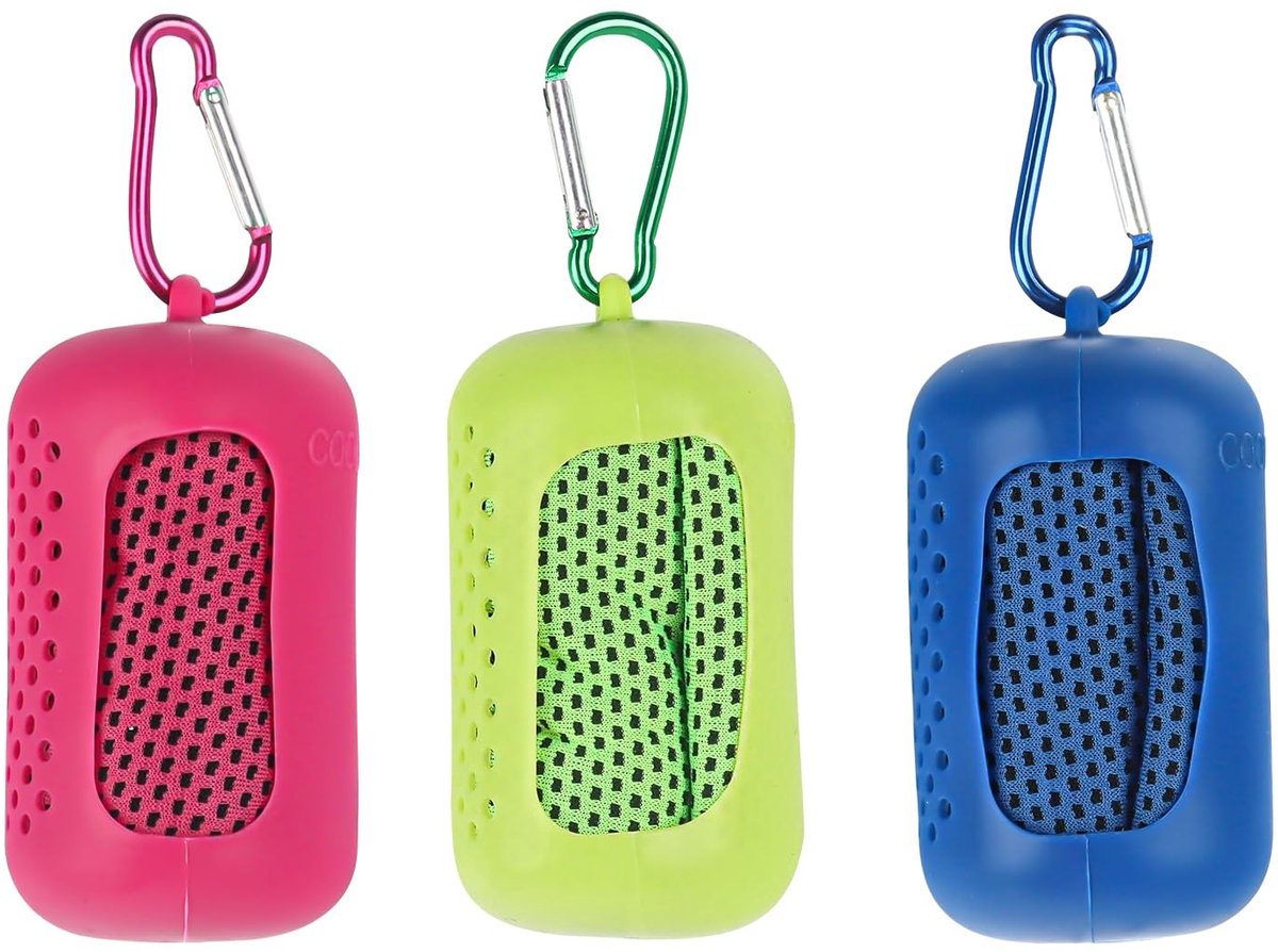 Omgoods - Koelende Handdoeken - Set van 3, Microfiber Koeldoeken met Draagbare Silicone Covers