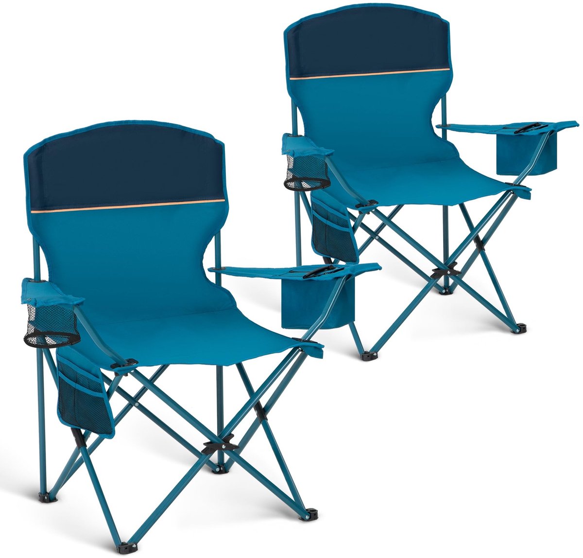 Omgoods - Set van 2 Vouwbare Campingstoelen met Koeltas