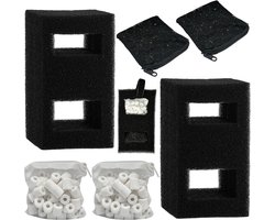 2 set aquariumfiltermedia-kits, compatibel met Fluval Flex 57L aquaria, bevat 2 koolstoffilter-navullingen, 2 schuimstof-stoffilters, 2 keramische ringen en 1 filterkabel