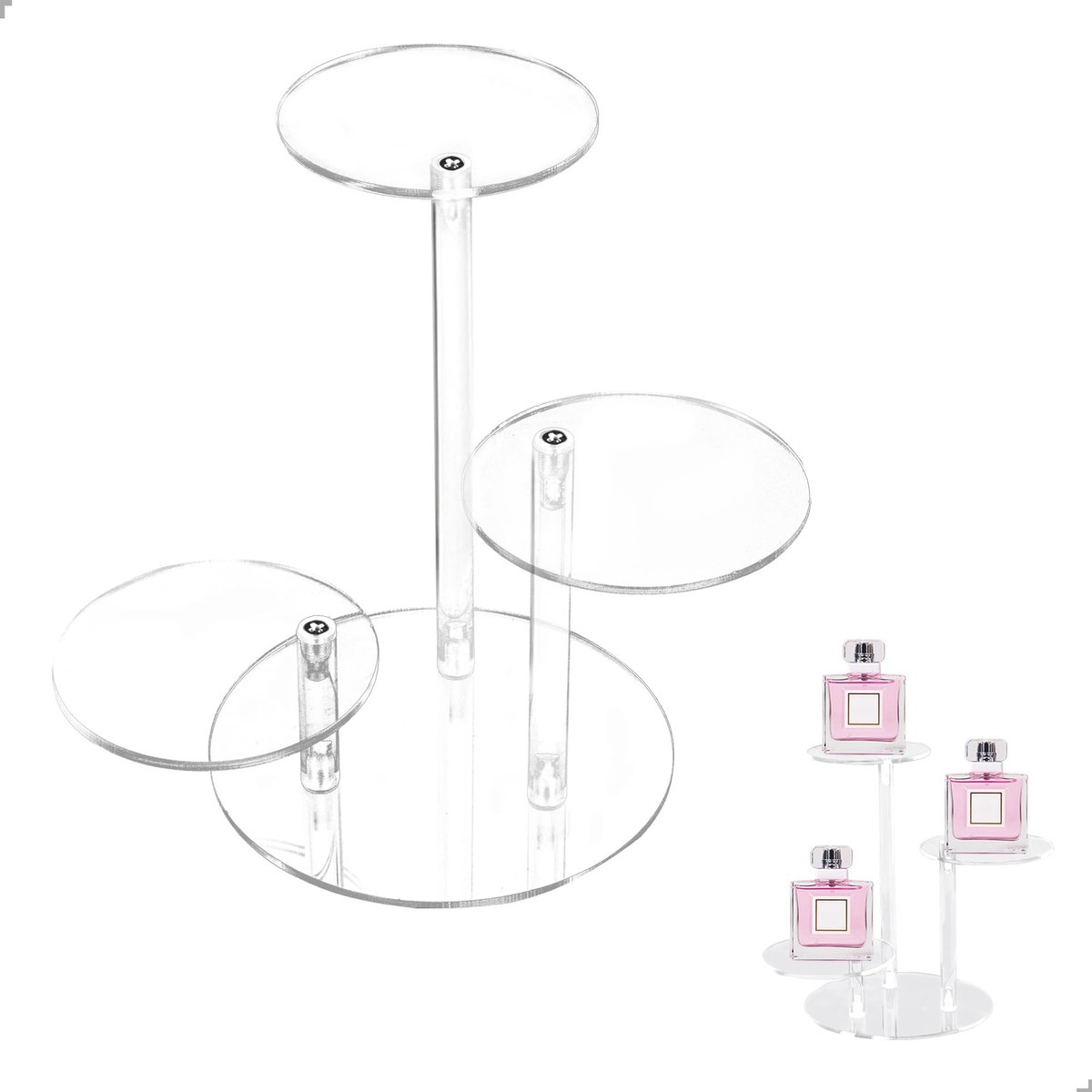 Omgoods - Transparante Acryl Parfumstandaard met Drie Houder voor Organisatie