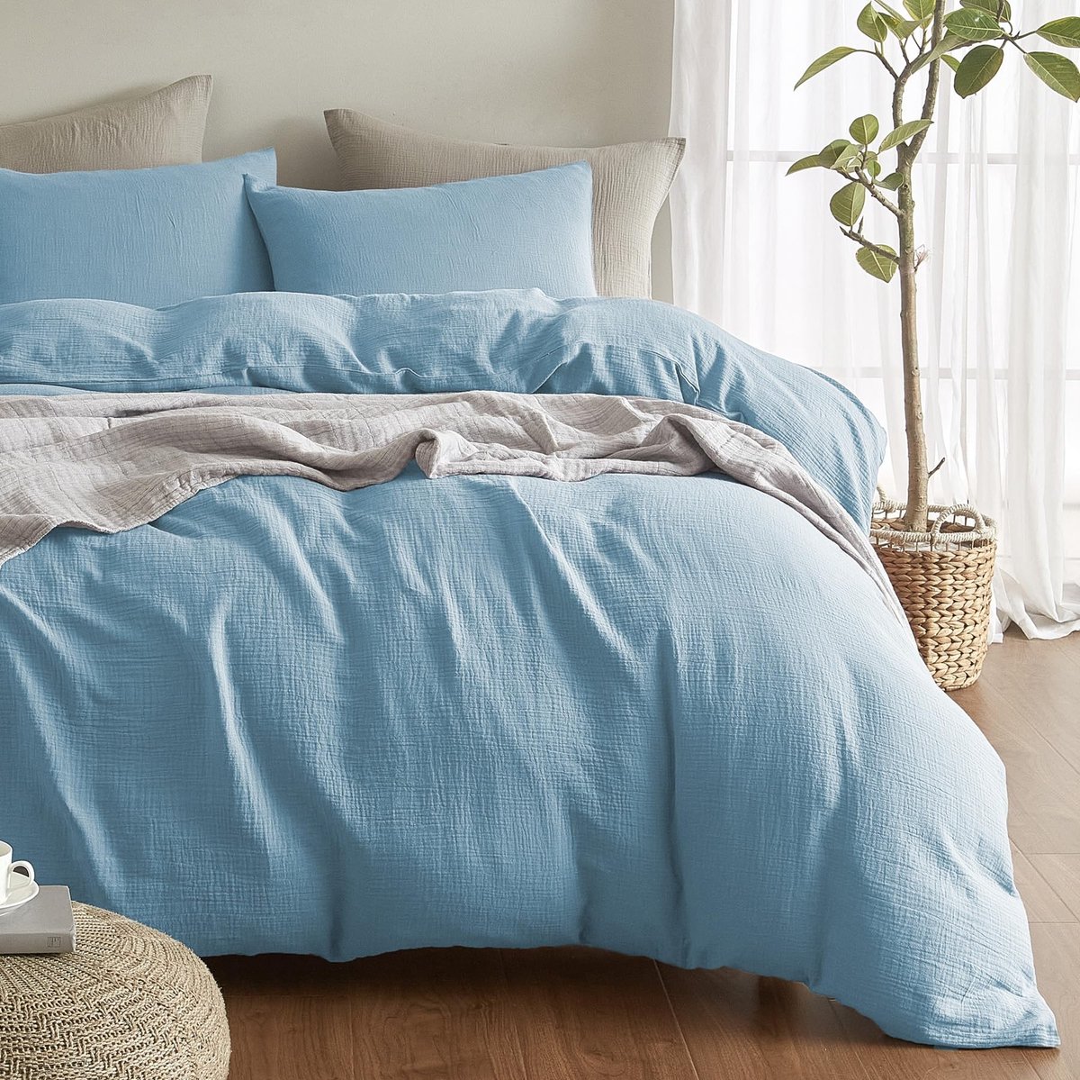 Omgoods - Premium Muslin Dekbedovertrekset 200 x 200 cm met Kussenslopen