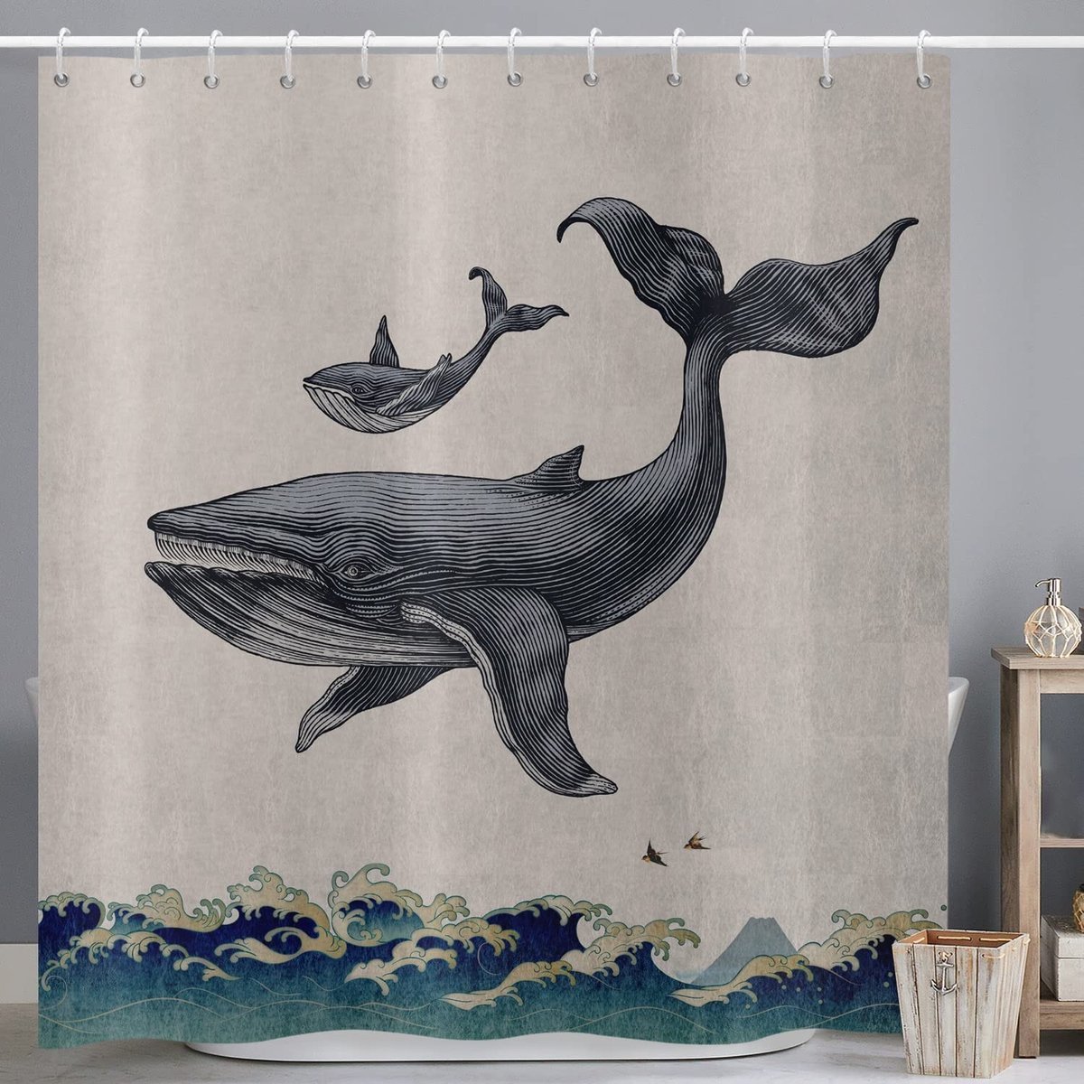 Omgoods - Douchegordijn met Maritiem Patroon 180x180cm