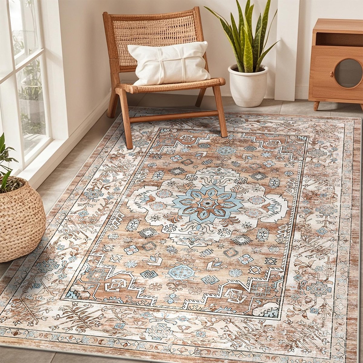 Omgoods - Groot Vintage Vloerkleed 120x180 cm - Traditioneel en Wasbaar