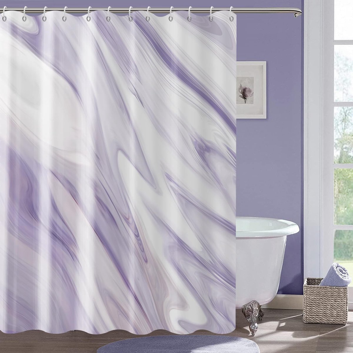 Omgoods - Marmeren Douchegordijn 180 x 180 cm met Luxe Abstract Ontwerp