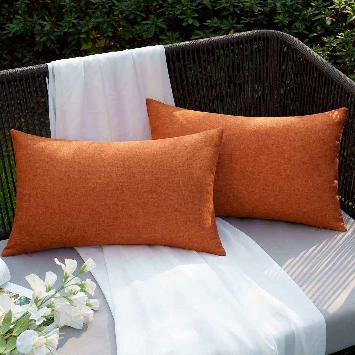 Omgoods - Waterdichte Tuin Kussenhoezen van Polyester (2 Stuks 30 x 50 cm)