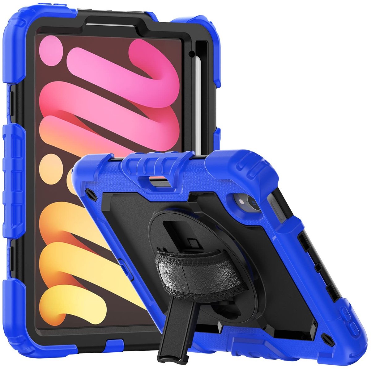 Omgoods - 4-in-1 Beschermhoes voor Apple iPad Mini 6 2021 - Schouderriem en Standaardfunctie