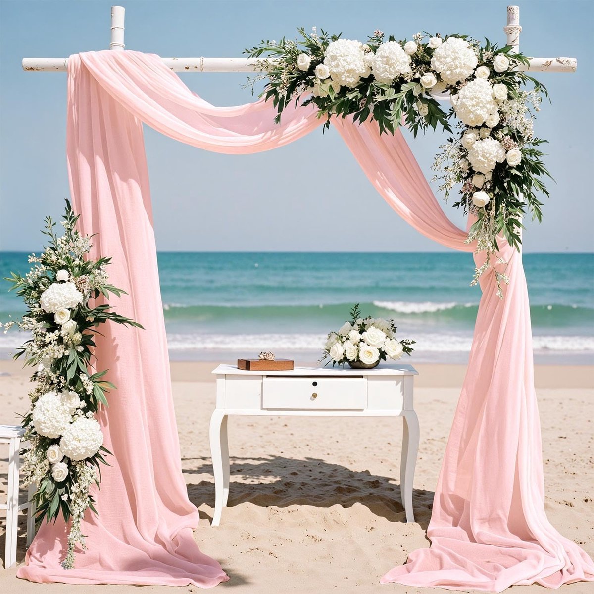 Hemelbedgordijnen, gordijnen met bruiloft, vrije handdecoratie, dwarsgordijn, bruiloft, H 600 x B 130 cm, gordijnstof, tule, per meter, chiffon, stof, decoratieve stof, gordijn, transparant