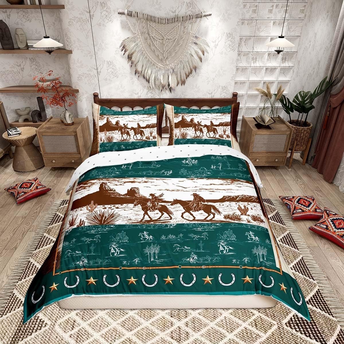 Omgoods - Dekbedovertrekset King Size met Cowboyprint en 2 Kussenslopen