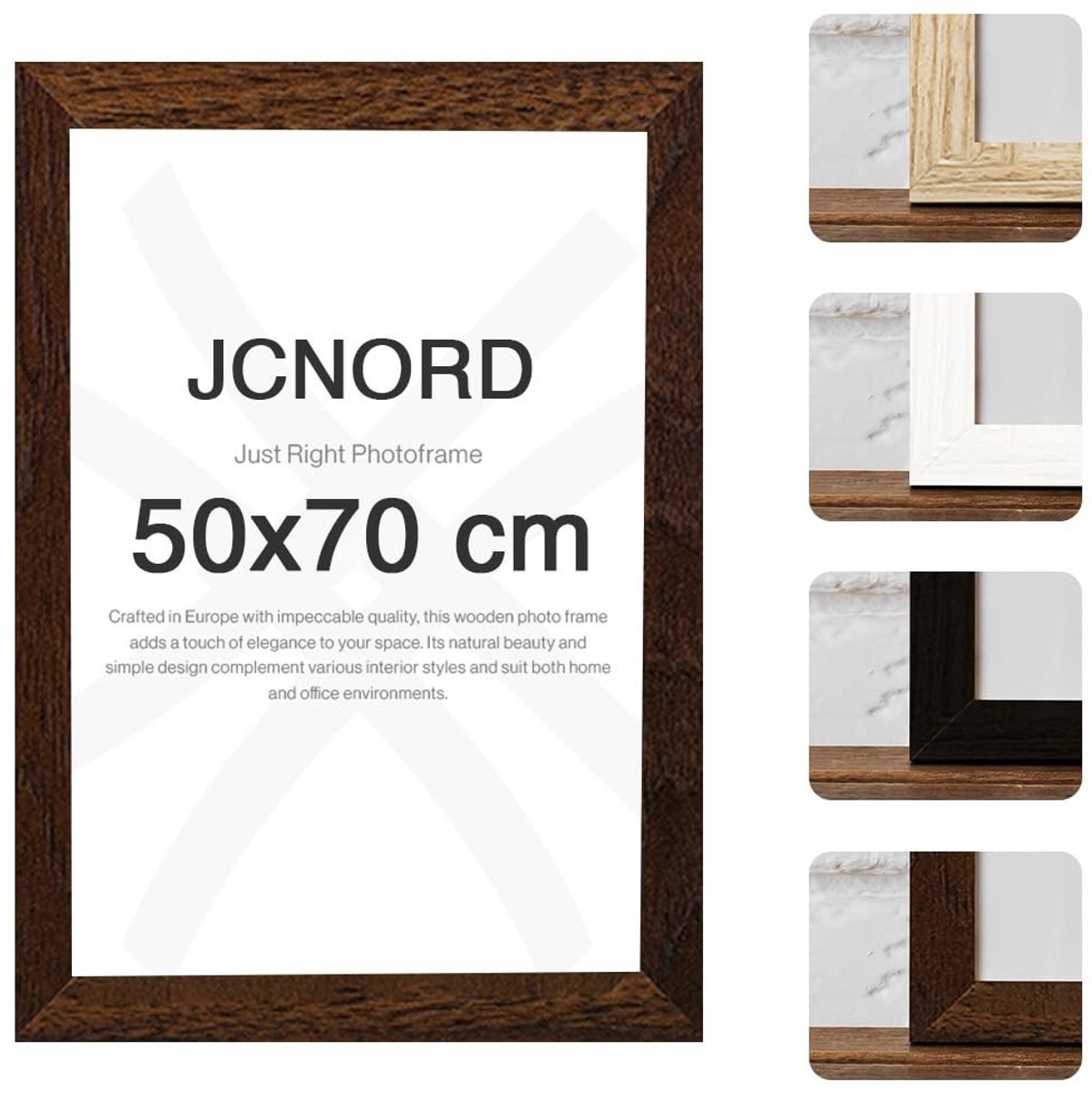 Omgoods - Houten Fotolijst Walnootkleur 50x70cm met Schokbestendig Acrylglas