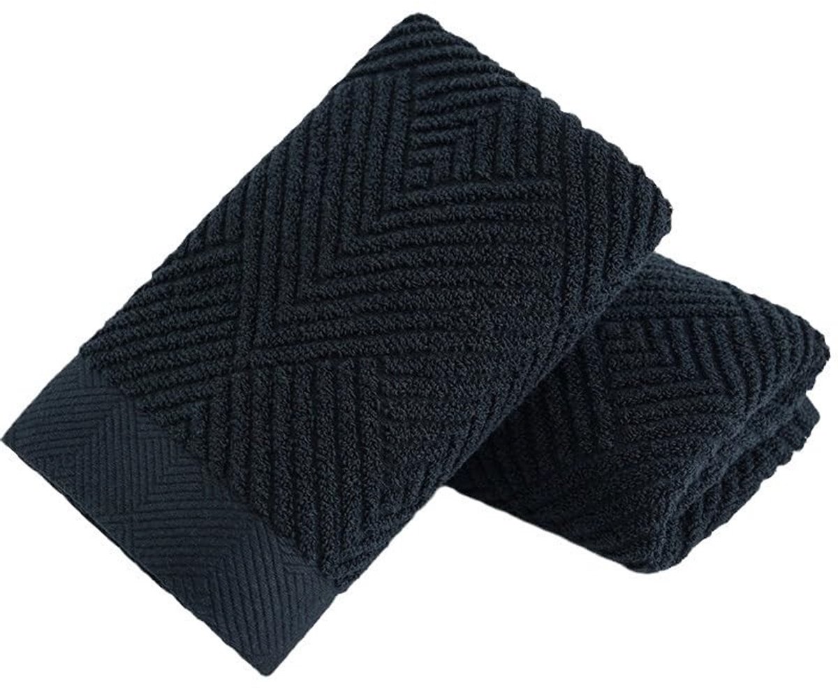 Omgoods - Set van 2 Zachte Zwarte Handdoeken van 100% Katoen 30 x 65 cm