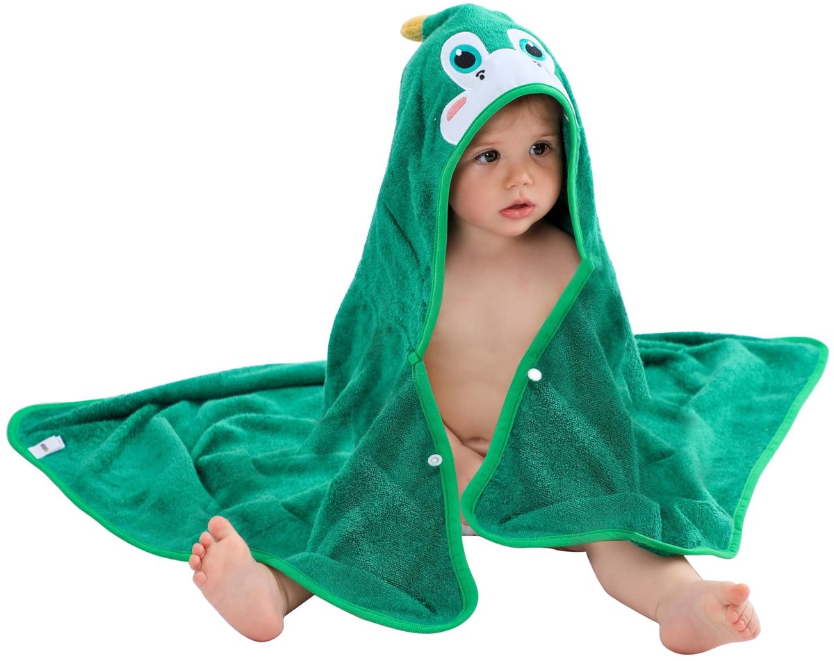 Omgoods - Bambus Badhanddoek met Kap voor Kinderen - Schattige Krokodilprint