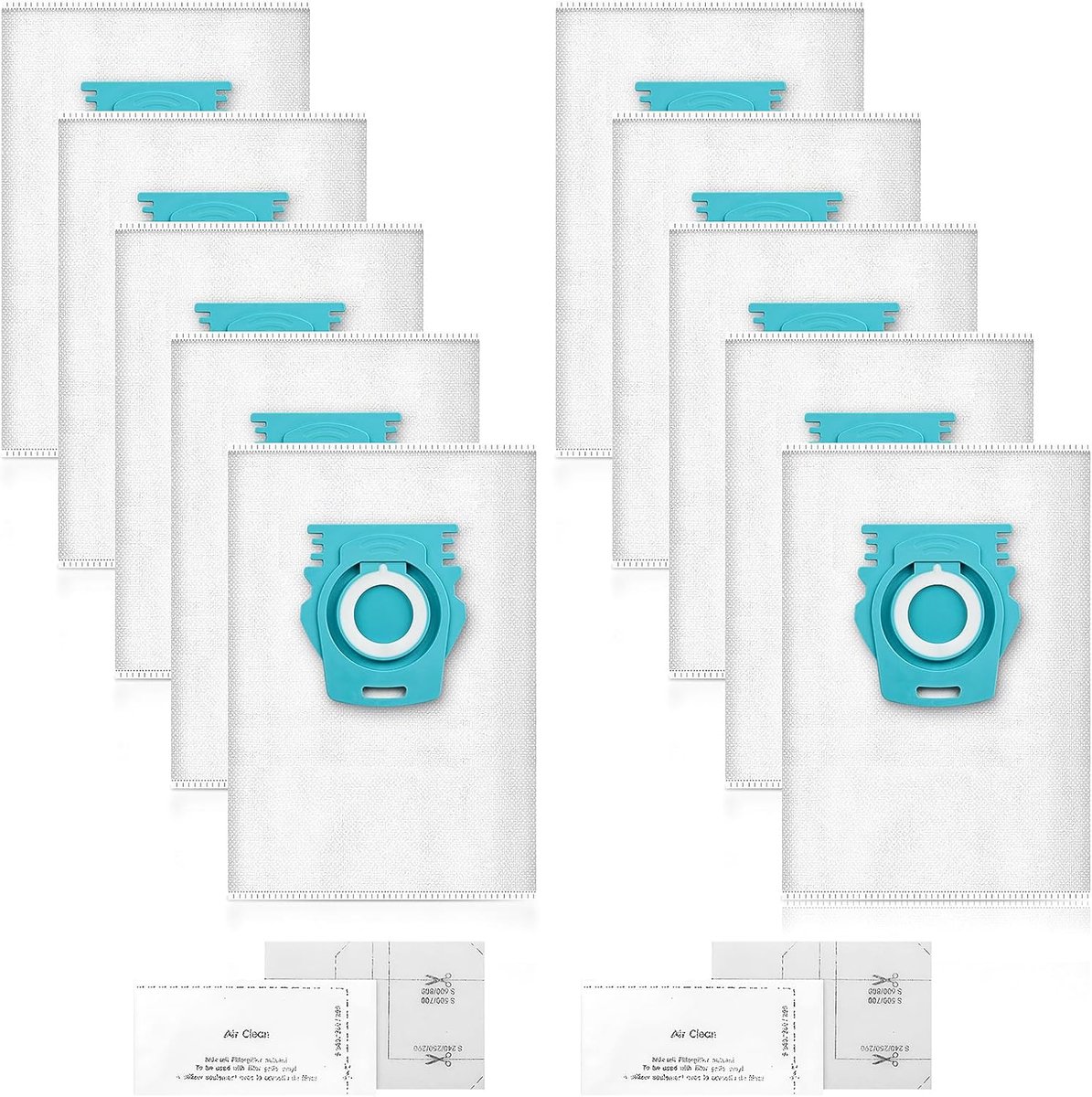 10 stuks stofzuigerzakken, compatibel met Guard L1 / Guard S1 stofzuiger, met 2 motorbeschermingsfilters, 2 AirClean afvoerfilters