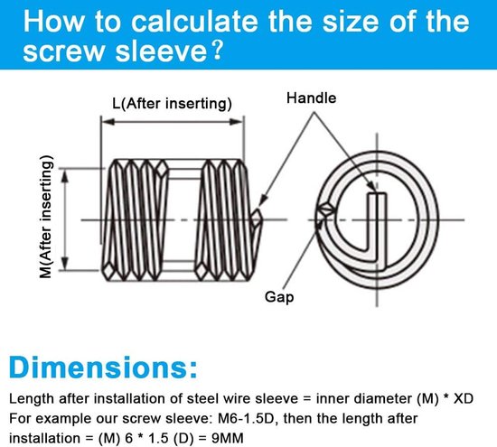 30-delig Schroefdraadreparatieset, M6 x 1,0 mm Compatibel Set voor Intern Schroefdraadreparatie Schroefdraadreparatie Draadinsert Kit Helicoil Schroefdraad/herdraad reparatieset voor Auto — afbeelding 2