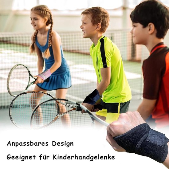 4 stuks polsbandage voor kinderen, verstelbare polssteun in 2 kleuren, polsbandage met duimopening, polsbandages voor kinderfitness, sport en dagelijkse activiteiten — afbeelding 5