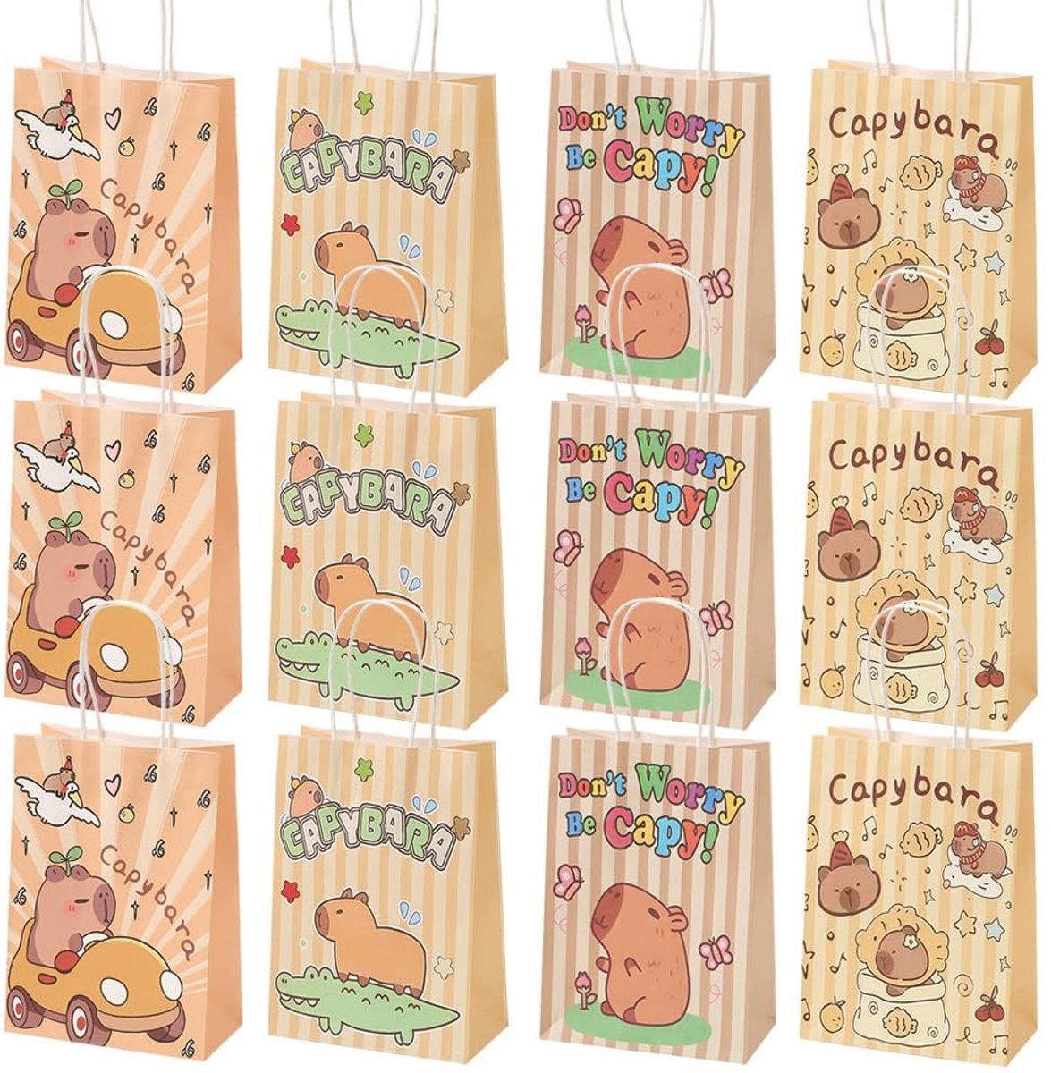 Omgoods - Capybara Cadeautassen - Papier Party Tassen voor Kinderfeestjes