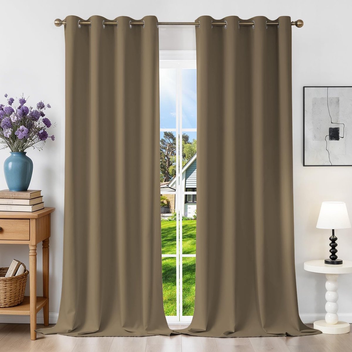 Thermal Blackout Gordijnen - Set van 2, 140 x 260 cm, Taupe Bruin