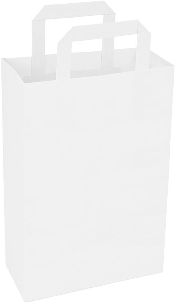 Omgoods - Verpakking Papieren Draagzakken met Handvat - 250 Stuks - 11 x 22 x 10 cm - Wit