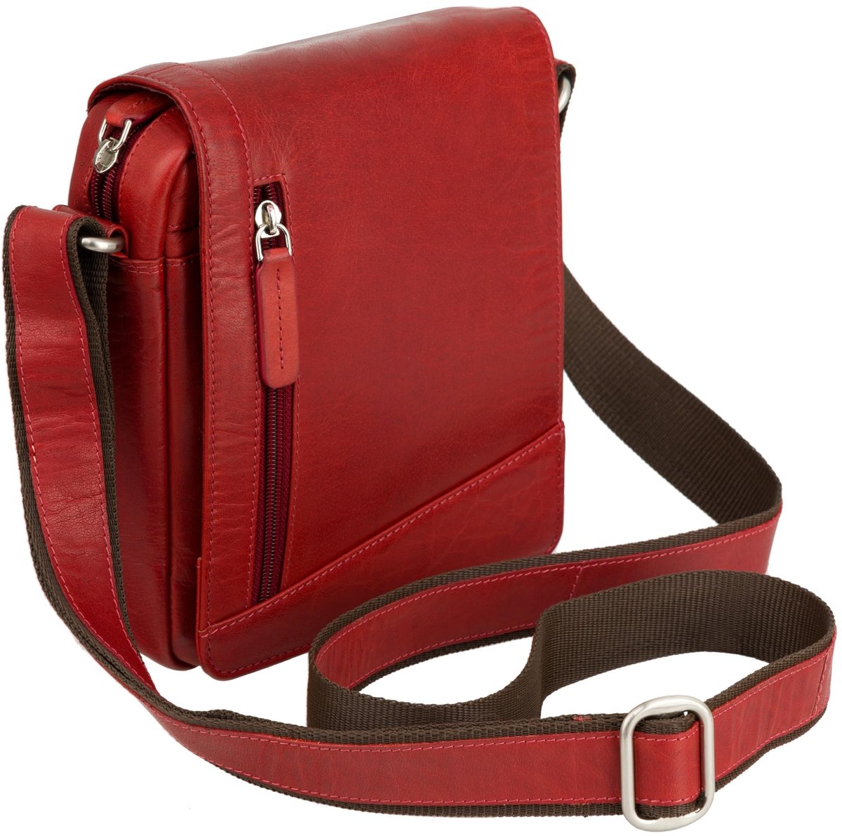 Omgoods - Compact Leren Schoudertas S7 - Rood, One Size