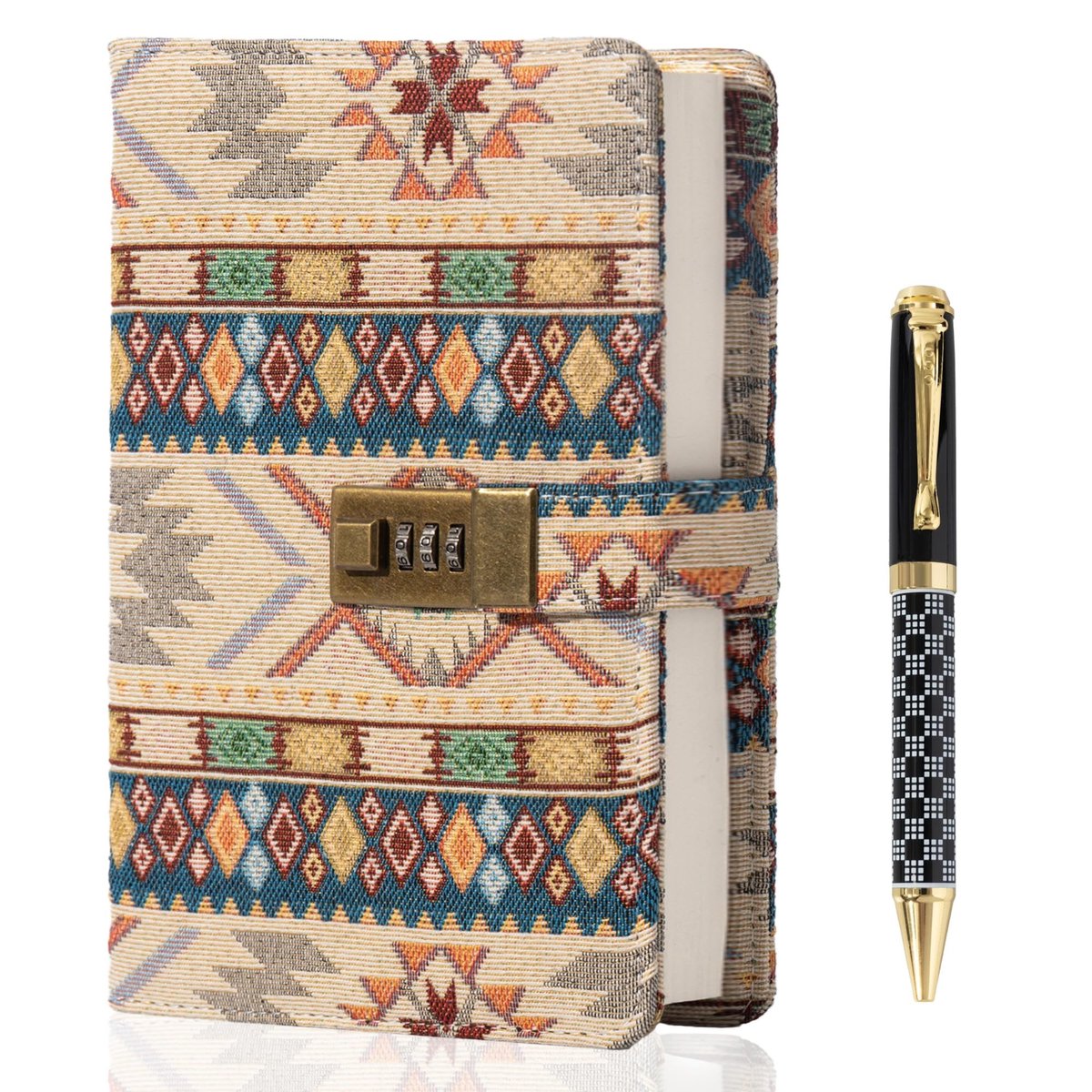 Omgoods - Aesthetic Dagboek met Slot, Hardcover Notitieboek met Pen