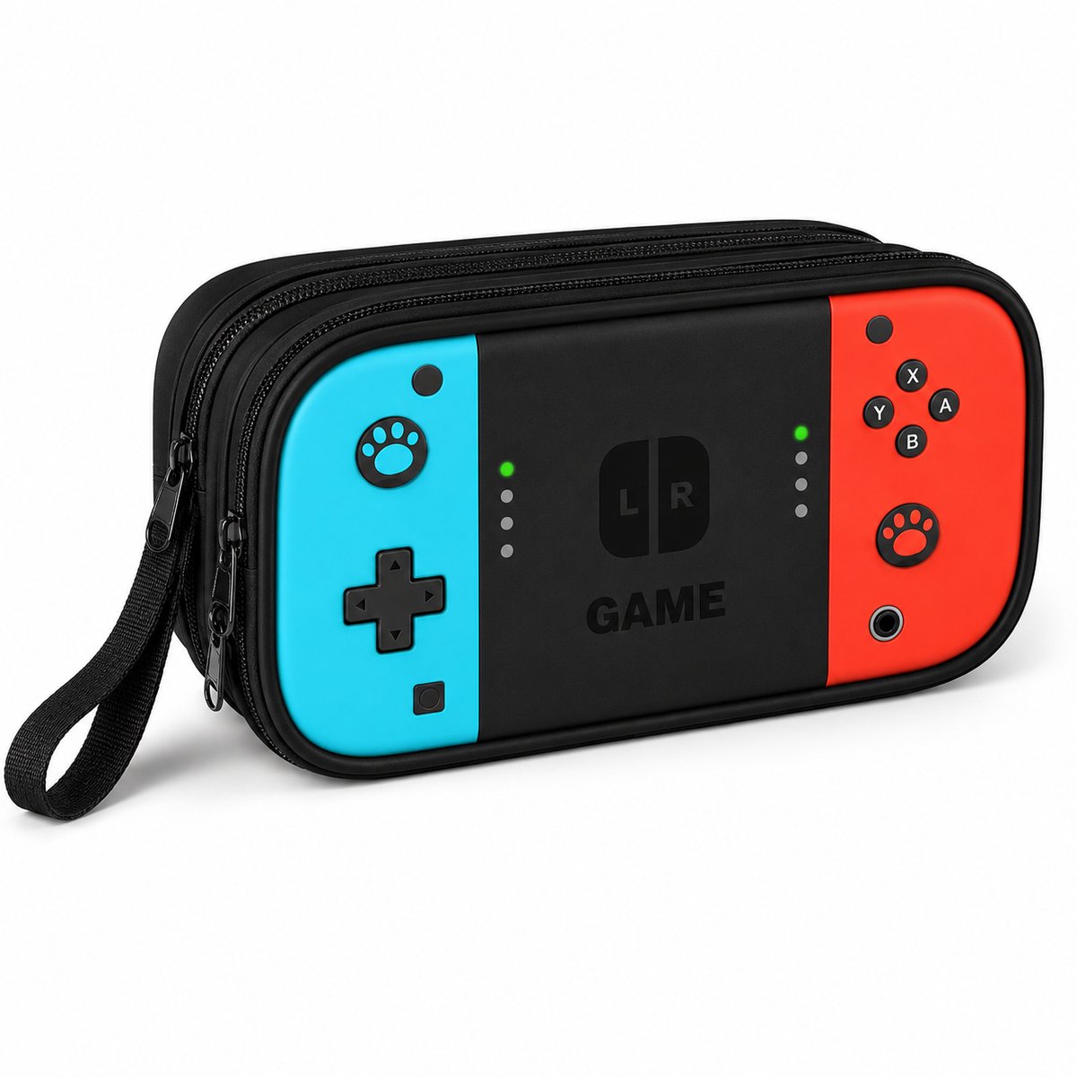 VHV - Pennenetui Jongens - Groot schooletui met 2 vakken en gamecontrollerdesign - Zwart