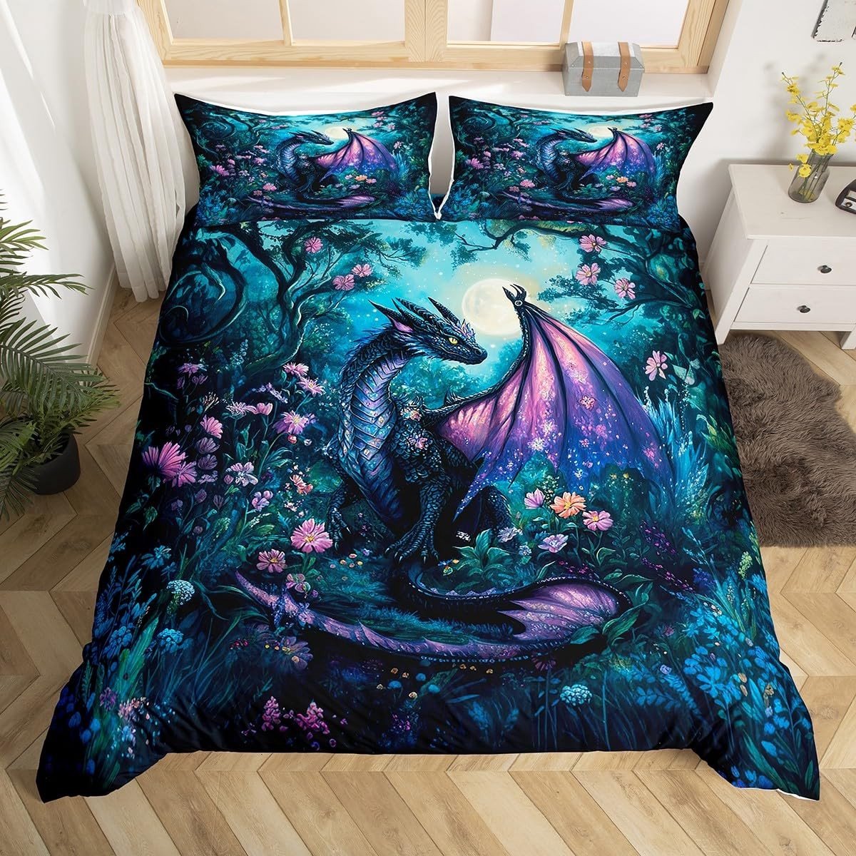 Omgoods - Duvet Cover Set met Draak Ontwerp voor Volwassenen 200 x 200 cm