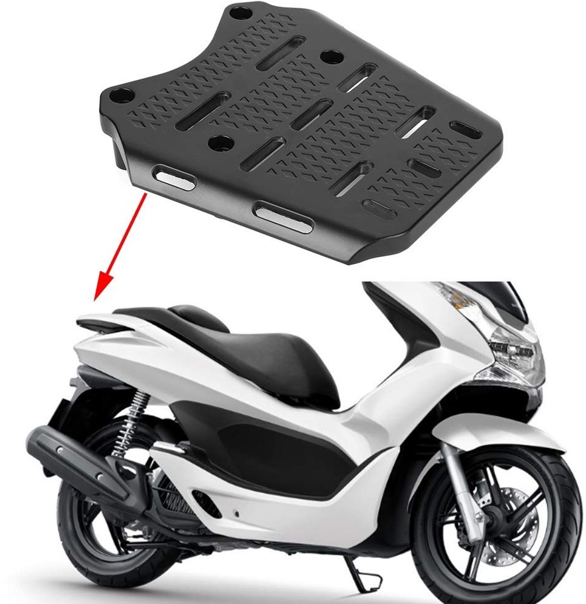 Omgoods- Bagagedrager CNC Aluminium - Achterdrager - Motorfiets Beugel - Compatibel met Honda PCX 125/150 - 1 Stuk - Stevige Ondersteuning - Motorrek