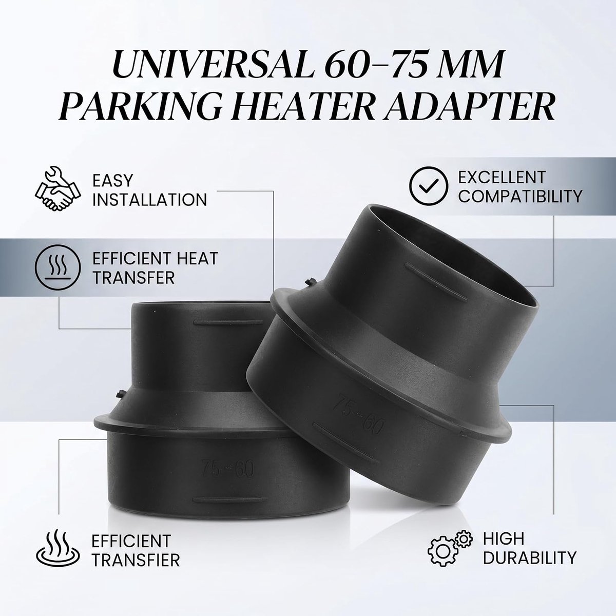 1 Paar Duurzaam ABS Standkachel Adapter Buis 60 MM Tot 75 Heater Ducting Pijp Joiner Connector voor Webasto-Webasto Verwarmingsbuizen