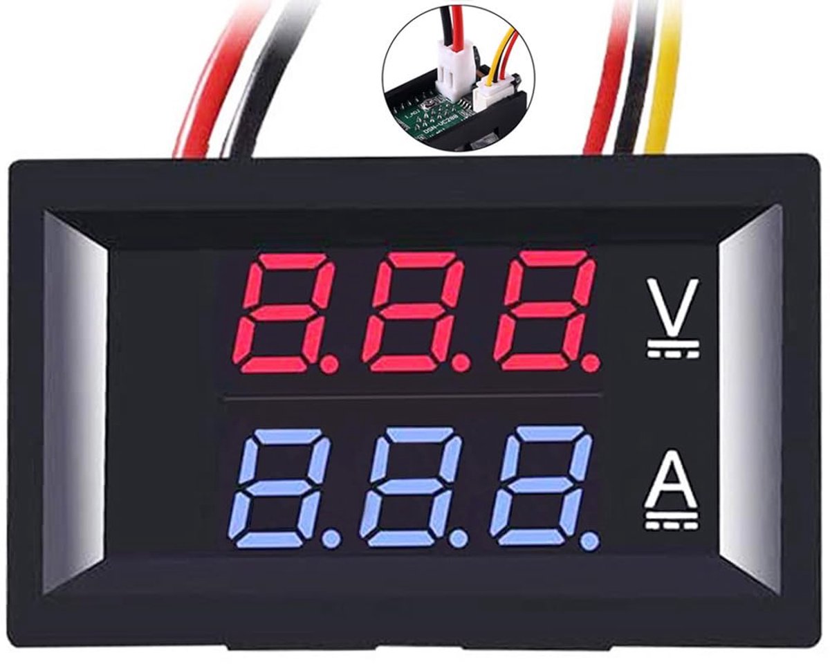 1 St 0,28" digitale voltmeter ampèremeter, DC 100V 10A ampère spannings en stroommeter tester, 0,28 inch 3 bits blauw + rood dubbel LED displaypaneel