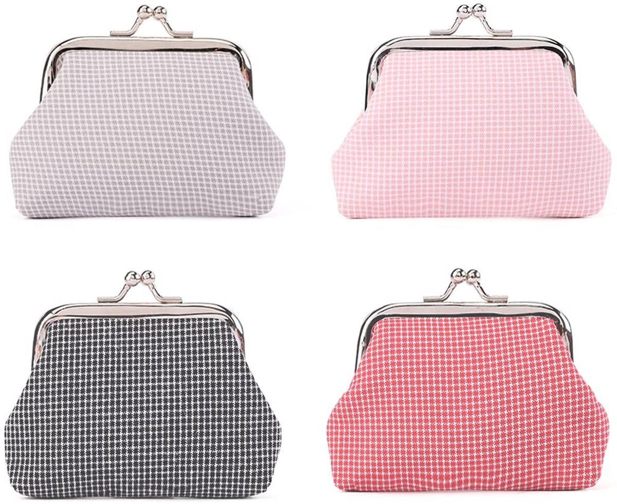 Omgoods - 4 Packs Kiss Lock Wallet voor Vrouwen - Vintage Handtasjes en Muntjes Pouches