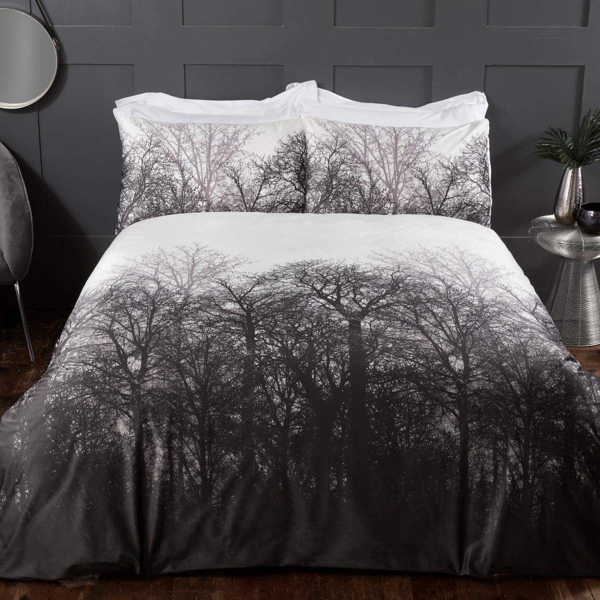 Omgoods - Velvet Duvet Cover Set met Boomdesign en Kussenslopen - King
