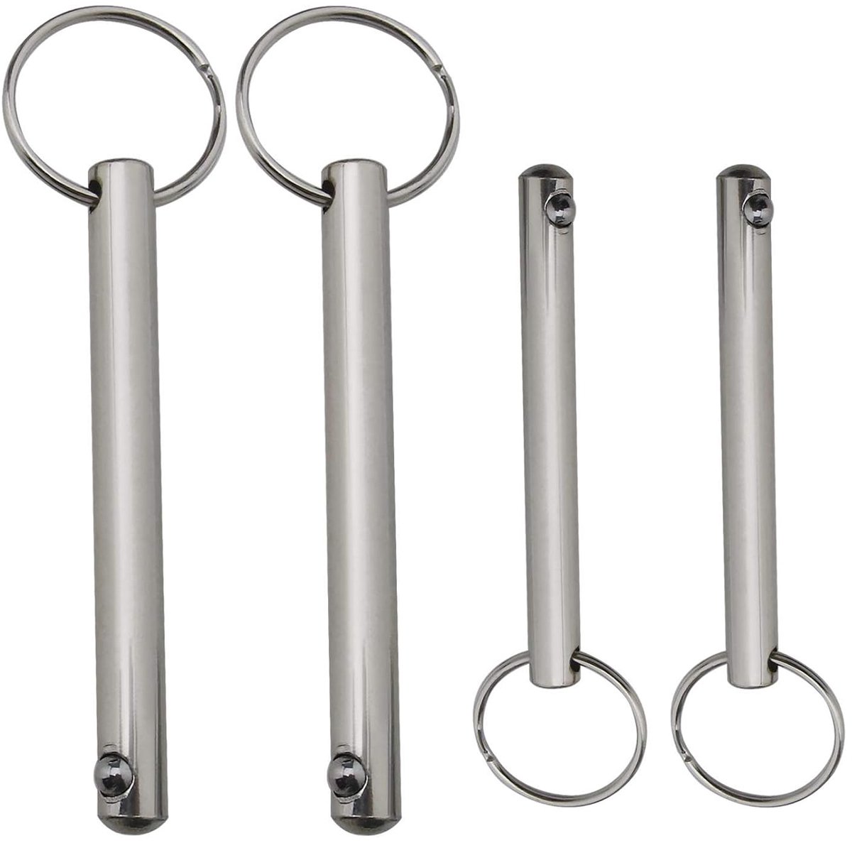 4 Stks Quick Release Pins met Lente Geladen Ball End Cirkel Ring Koolstofstaal Vernikkeld Bimini Top Pin - 6x60mm & 8x78mm