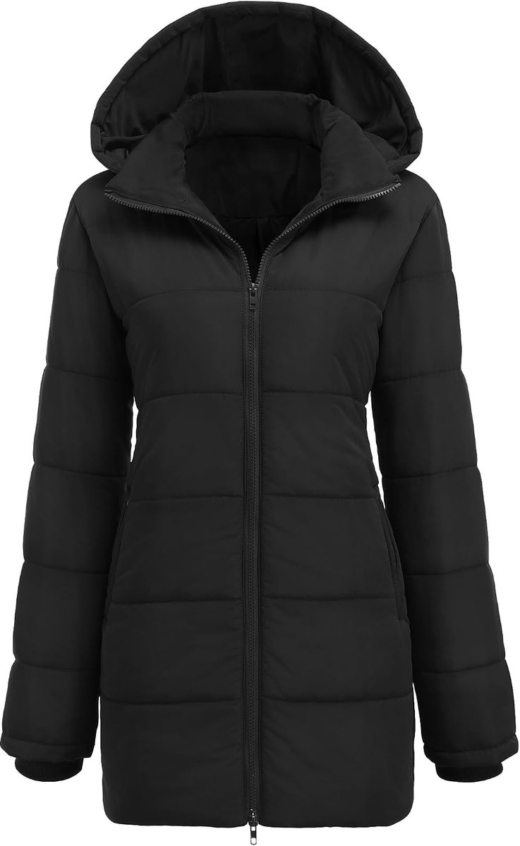 Winterjas voor dames, lange gewatteerde jas met capuchon, slim fit, warme winterjas, casual, winddichte jas, dikke katoenen jas, S-XXL