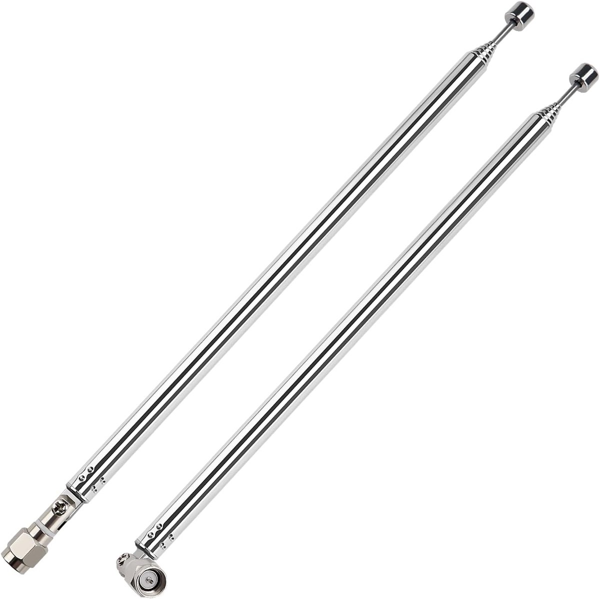 2 Stuks 100cm 7 Secties Telescopische Antenne, FM Draagbare Radio Antenne Vervanging, Vervangende Telescopische Antenne, met SMA Male Connector, voor TV Radio DAB FM/AM Stereo Ontvangst