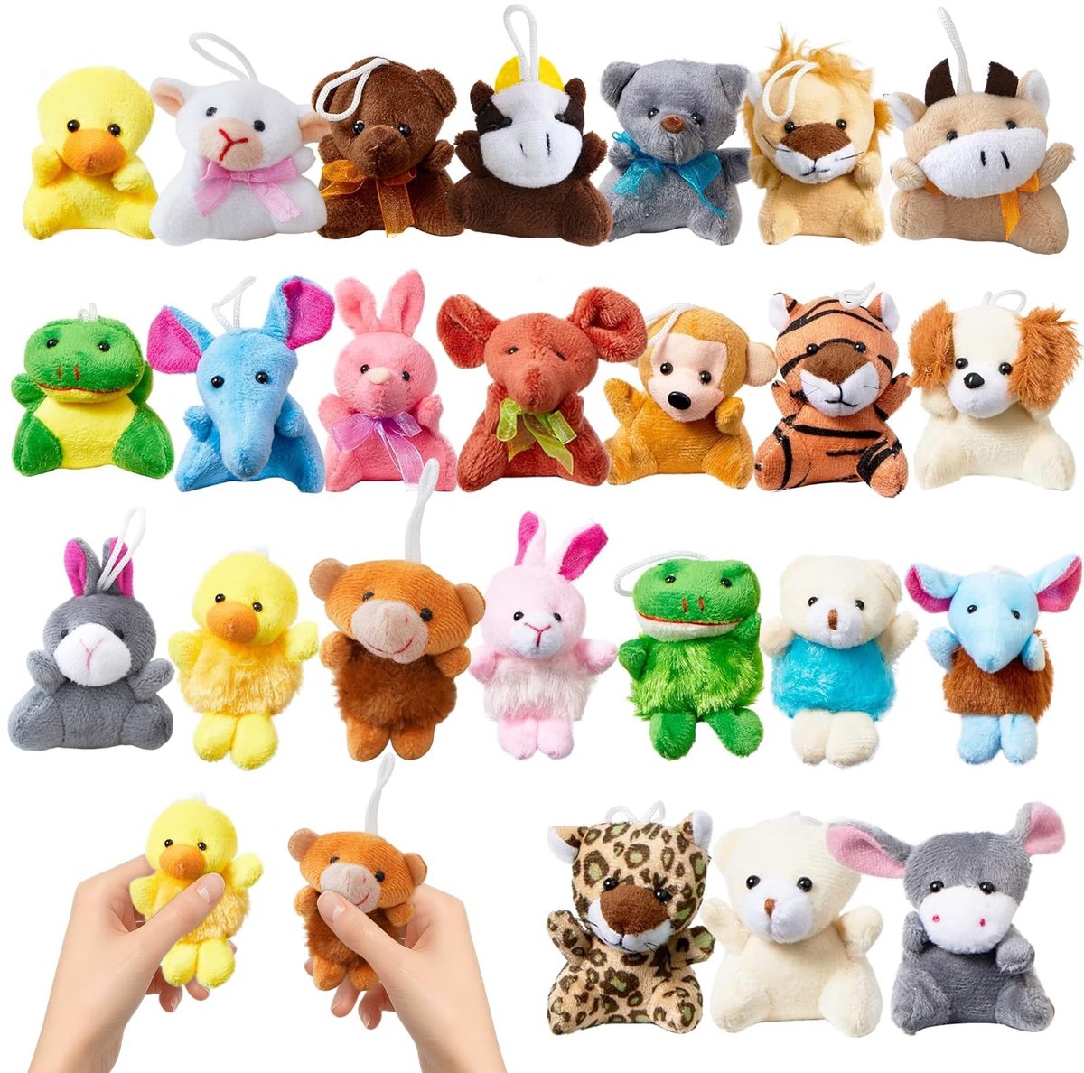 Omgoods - Mini Pluche Dieren Set - 24 Stuks voor Kinderen