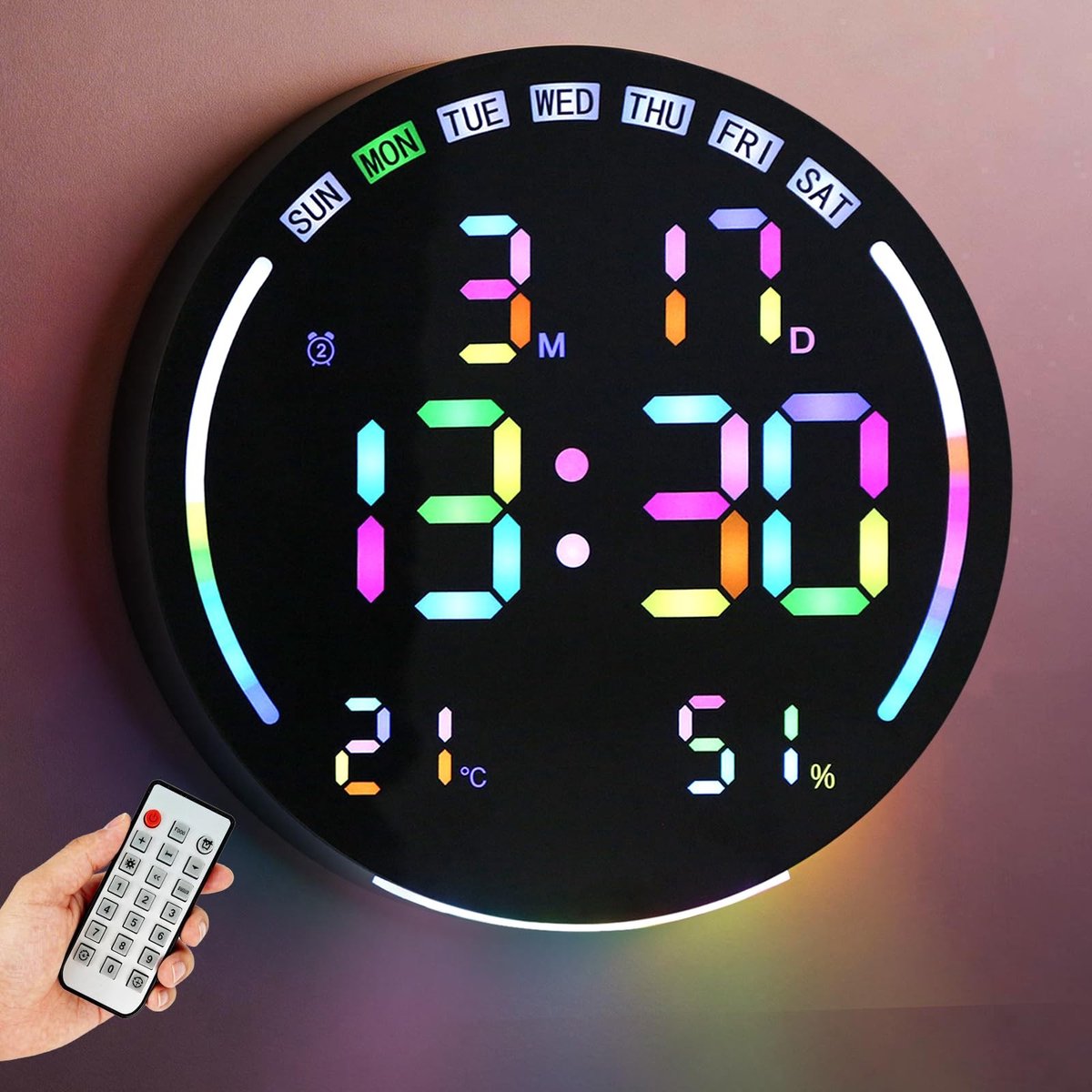 Omgoods - Digitale Wandklok 10 Inch met Afstandsbediening en Nachtlicht