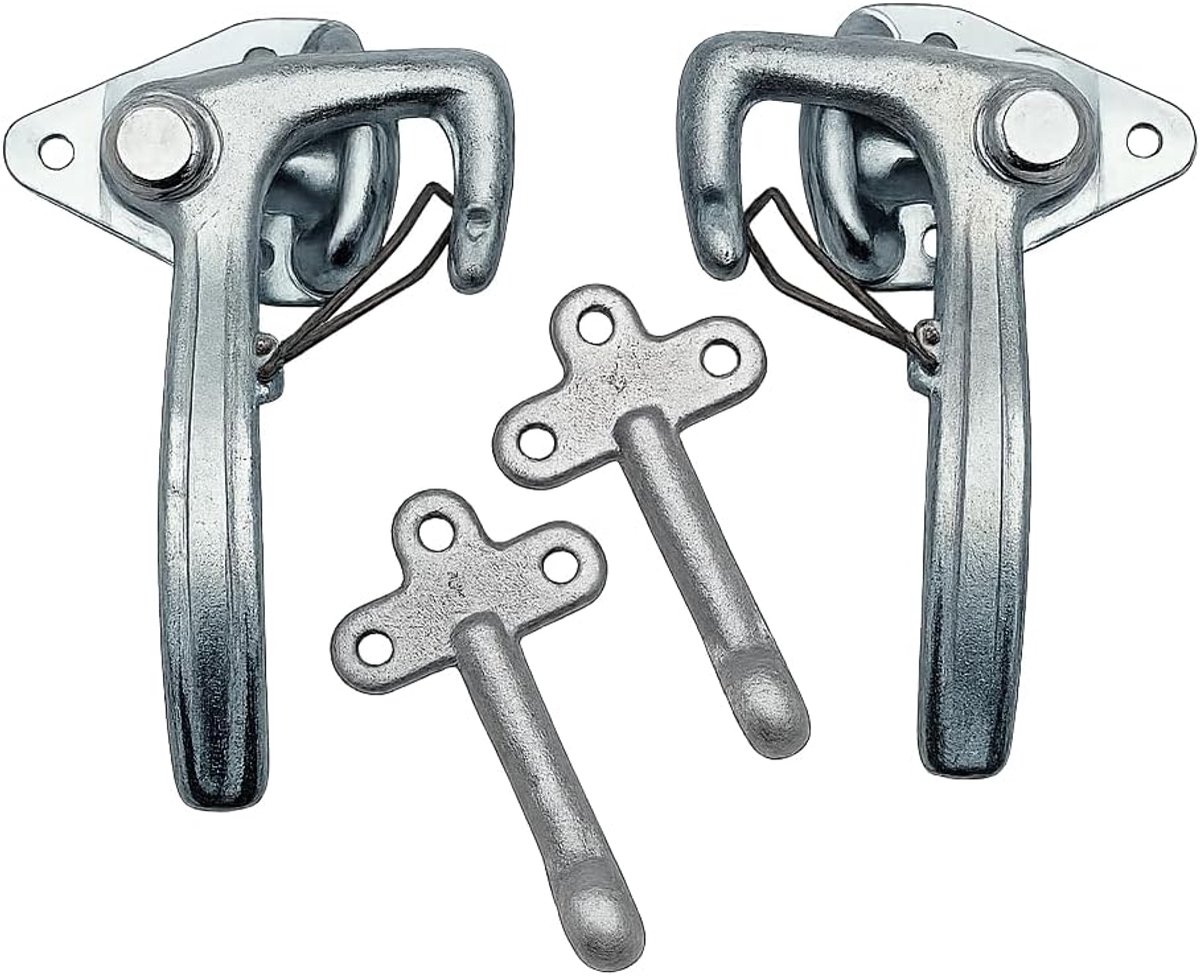 Boordwandsluiting hanger set maat 1 – incl. inslagringen & tegenhouder – robuuste sluiting voor boordwand & zijwand, verzinkt (hoekhendel mechanisme)