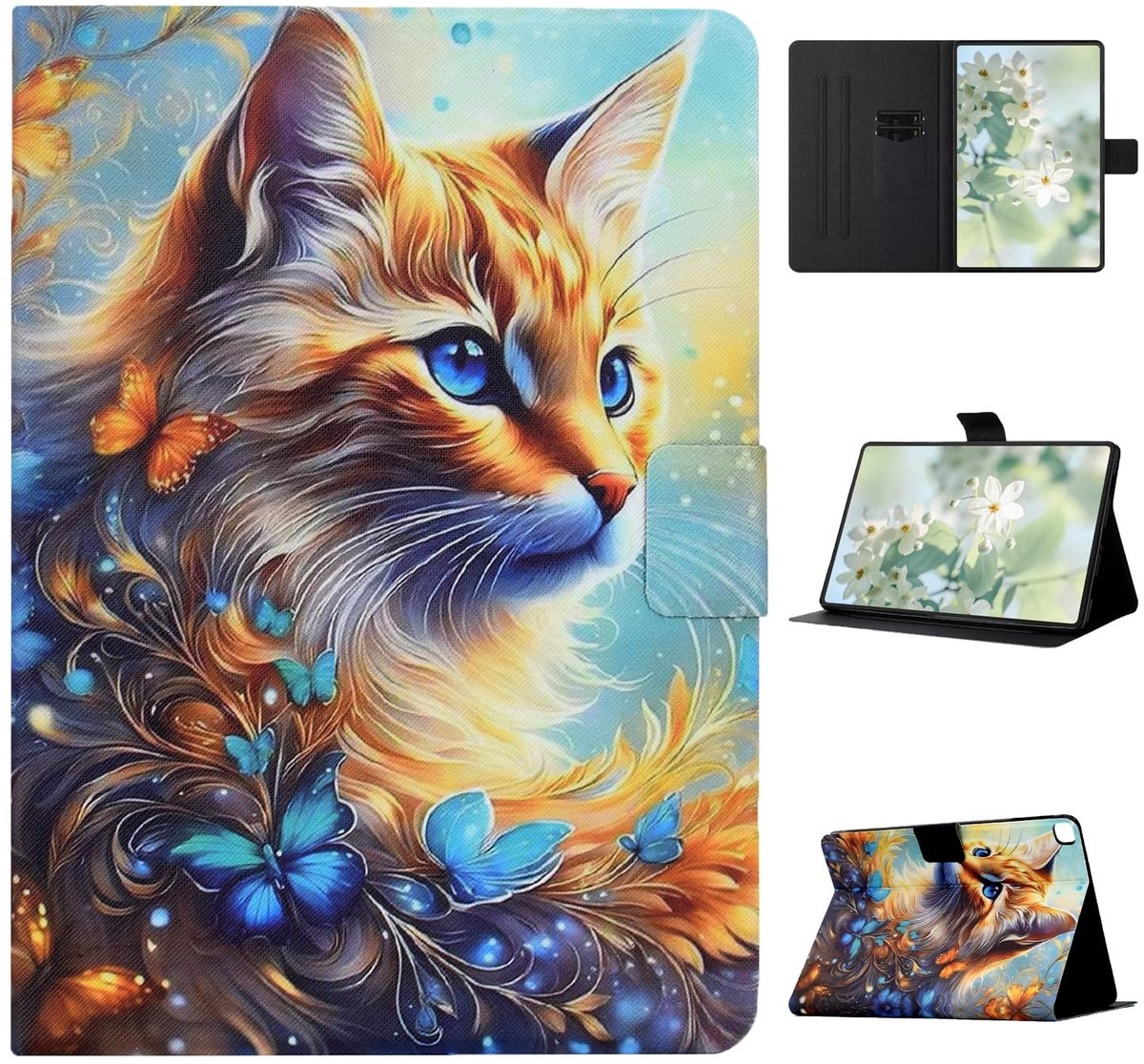 Omgoods - Beschermcase voor iPad 10.2 Inch (2019/2020/2021) met Standfunctie - Vlinderkat