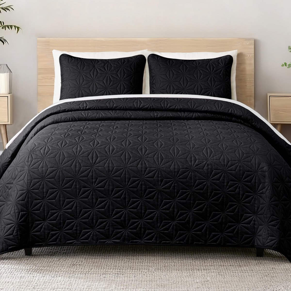 Omgoods - Geometrisch Bedsprei met 2 Kussenslopen 260 x 280 cm Zacht en Licht