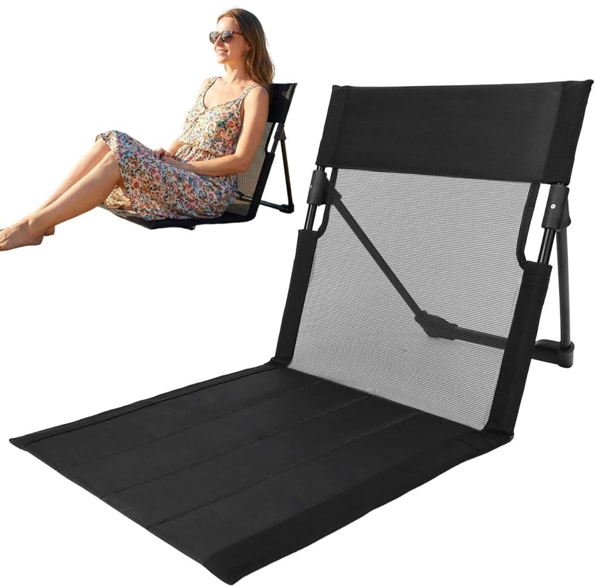Omgoods - Opvouwbare Strandstoel met Rugleuning - Lichtgewicht en Draagbaar