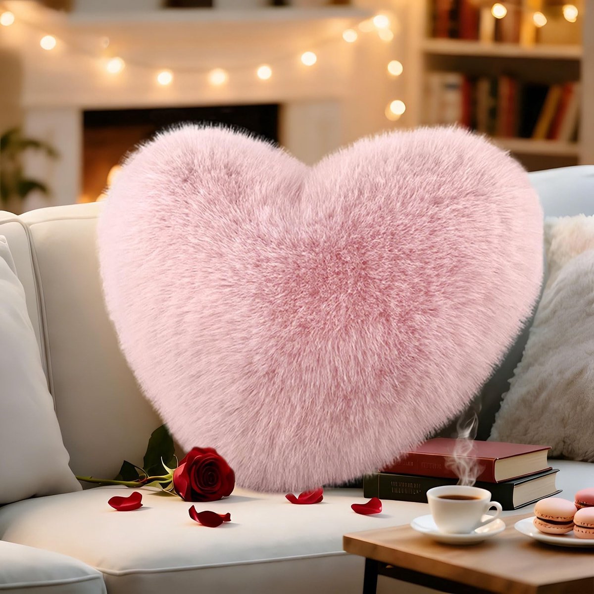 Omgoods - Hartvormig Kussen - Fluffy Cuddly Cushion voor woonkamer en slaapkamer