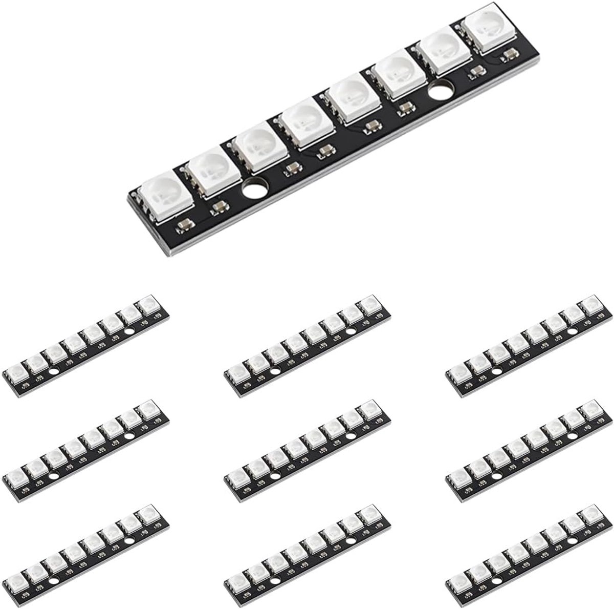 10 stuks 5050 ledstick, 8 bits WS2812 RGB led-module, 5050 led full colour RGB-lichtmodule, compatibel met WS2812B 12-bits 50 mm, Arduino, Raspberry Pi, doe-het-zelfprojecten