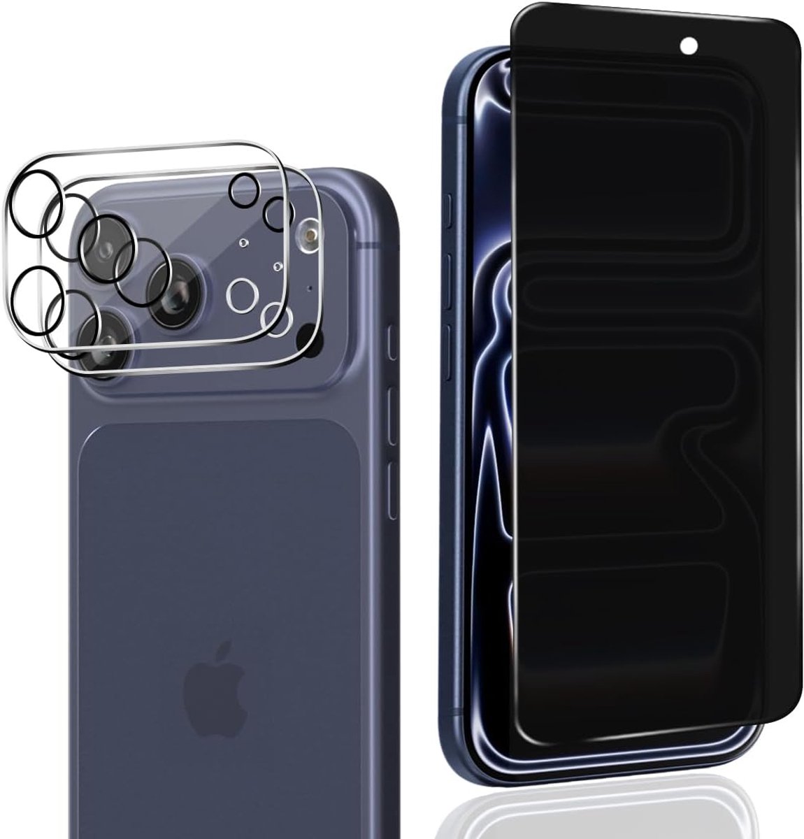 zichtbescherming beschermfolie voor pantserglas voor iPhone 17 Pro Max, anti-spionage privacyfolie met camerabescherming beschermglas [1+2 stuks], 9H hardheid, anti-spionage