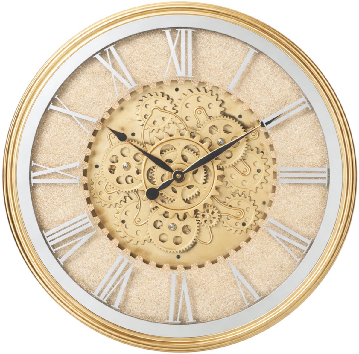 Omgoods - Wandklok Goud - Roterend Uurwerk Ø 50,7 cm - Industriële Stijl