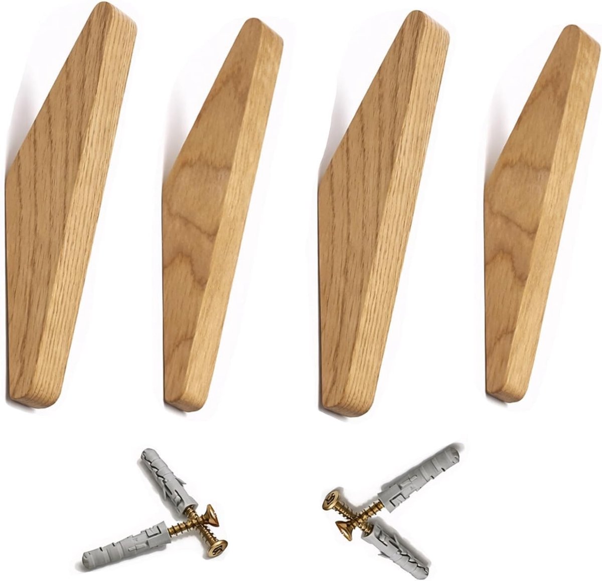 Omgoods - Set van 4 Wandhaken van Natuurlijk Beukenhout